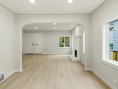 Living room with fireplace